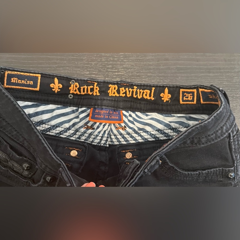 Rock Revival Marisa Black Denim Skinny Jeans Womens Low-Rise Casual Size 26x32 - Picture 7 of 11
